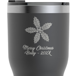 Christmas Holly RTIC Tumbler - Black - Engraved Front & Back (Personalized)