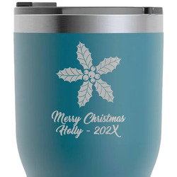 Christmas Holly RTIC Tumbler - Dark Teal - Laser Engraved - Double-Sided (Personalized)