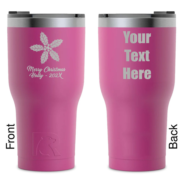 Custom Christmas Holly RTIC Tumbler - Magenta - Laser Engraved - Double-Sided (Personalized)
