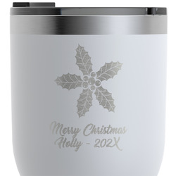 Christmas Holly RTIC Tumbler - White - Engraved Front & Back (Personalized)