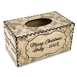 Christmas Holly Wood Tissue Box Cover - Rectangle (Personalized)