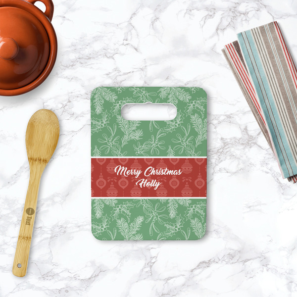Christmas Holly Rectangle Trivet with Handle - LIFESTYLE