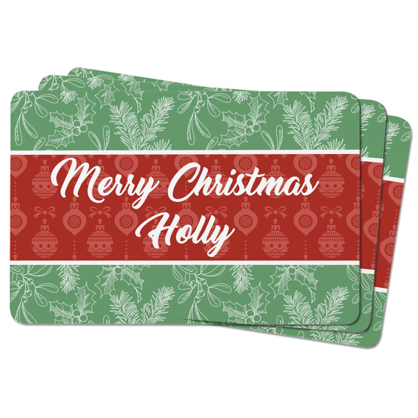Christmas Holly Rectangular Fridge Magnet - THREE