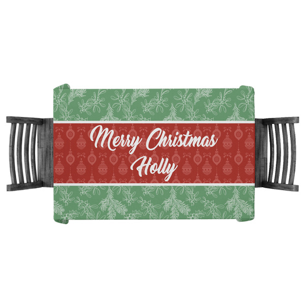 Custom Christmas Holly Tablecloth - 58"x58" (Personalized)