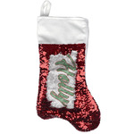 Christmas Holly Reversible Sequin Stocking - Red (Personalized)