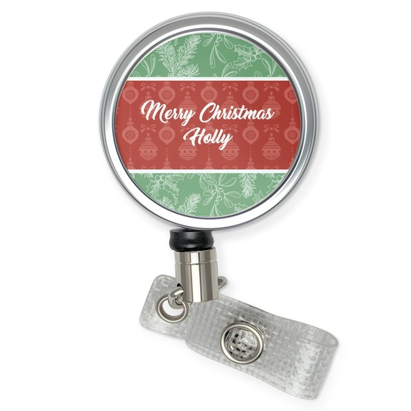 Custom Christmas Holly Retractable Badge Reel (Personalized)