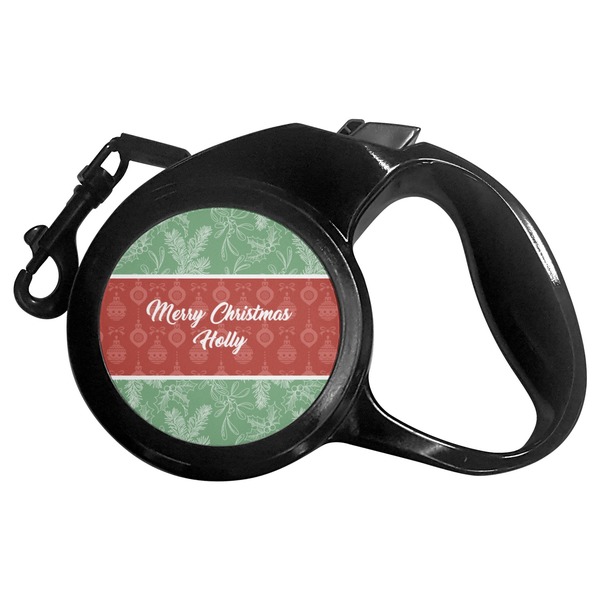 Custom Christmas Holly Retractable Dog Leash - Medium (Personalized)