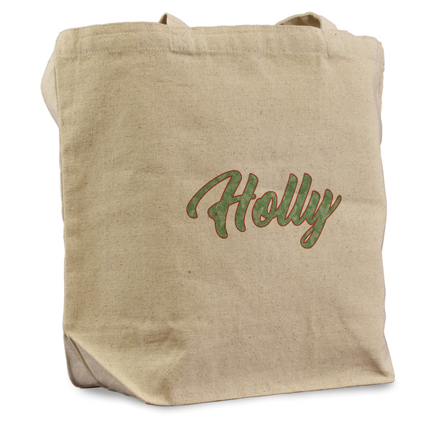 Custom Christmas Holly Reusable Cotton Grocery Bag - Single (Personalized)