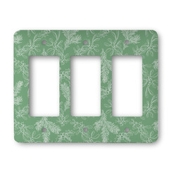 Christmas Holly Rocker Style Light Switch Cover - Three Switch