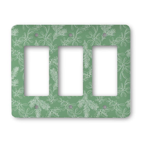 Custom Christmas Holly Rocker Style Light Switch Cover - Three Switch