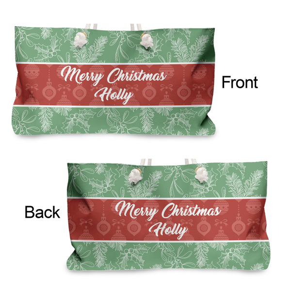 Christmas Holly Large Rope Tote - From & Back View