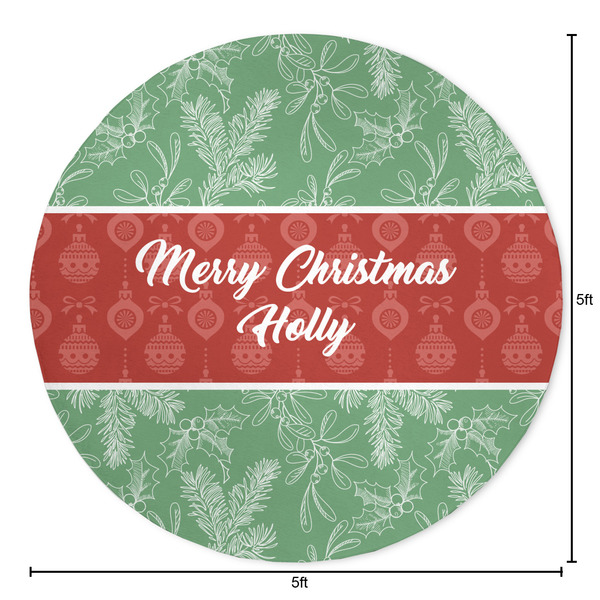 Christmas Holly Round Area Rug - Size