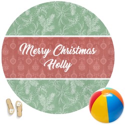 Christmas Holly Round Beach Towel (Personalized)