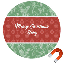 Christmas Holly Round Car Magnet - 10" (Personalized)
