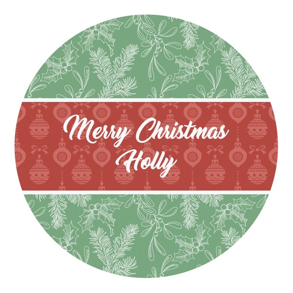 Custom Christmas Holly Round Decal - XLarge (Personalized)