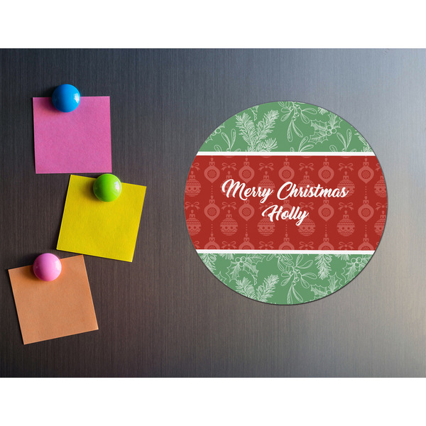 Christmas Holly Round Fridge Magnet - LIFESTYLE