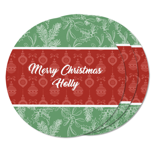 Christmas Holly Round Fridge Magnet - THREE