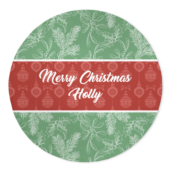 Custom Christmas Holly 5' Round Indoor Area Rug (Personalized)