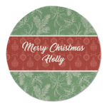 Christmas Holly Round Linen Placemat - Single Sided (Personalized)