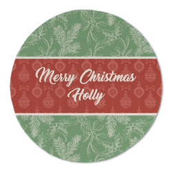 Christmas Holly Round Linen Placemat (Personalized)