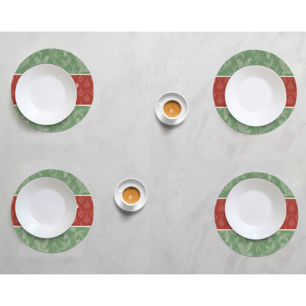 Christmas Holly Round Linen Placemats - LIFESTYLE (set of 4)