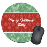 Christmas Holly Round Mouse Pad (Personalized)