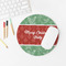 Christmas Holly Round Mousepad - LIFESTYLE 2