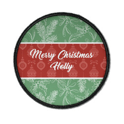 Christmas Holly Iron On Round Patch w/ Name or Text