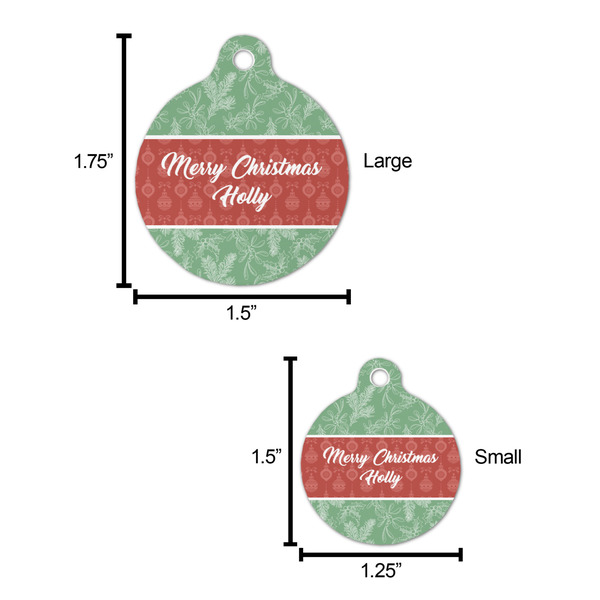 Christmas Holly Round Pet ID Tag - Large - Comparison Scale