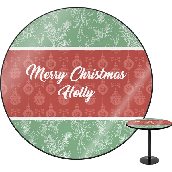 Custom Christmas Holly Round Table (Personalized)