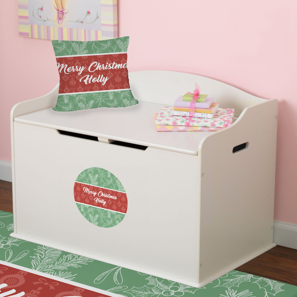 Christmas Holly Round Wall Decal on Toy Chest
