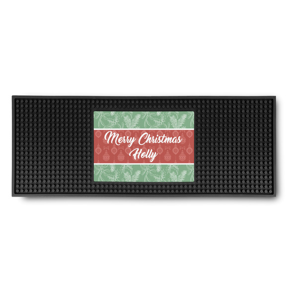 Custom Christmas Holly Rubber Bar Mat (Personalized)