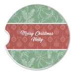 Christmas Holly Sandstone Car Coaster - Single (Personalized)
