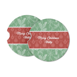 Christmas Holly Sandstone Car Coasters (Personalized)