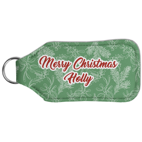 Christmas Holly Sanitizer Holder Keychain - Large (Back)
