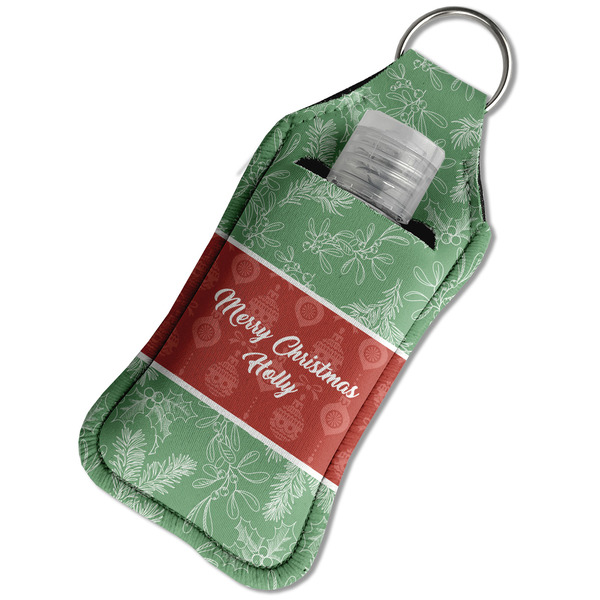 Christmas Holly Sanitizer Holder Keychain - Large in Case