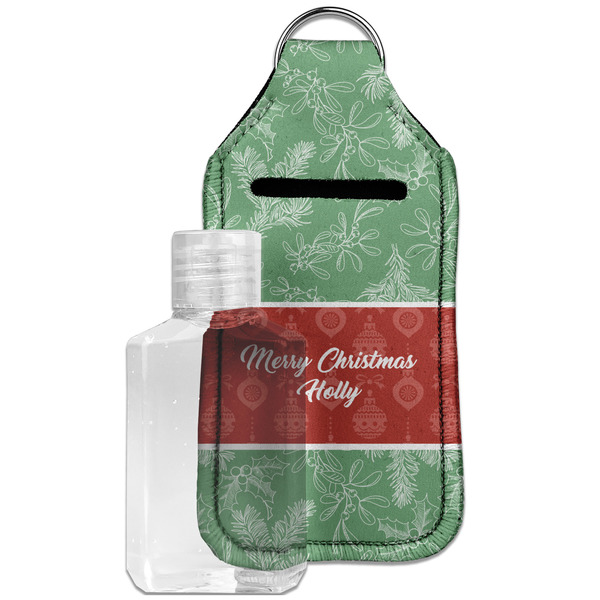 Custom Christmas Holly Hand Sanitizer & Keychain Holder - Large (Personalized)