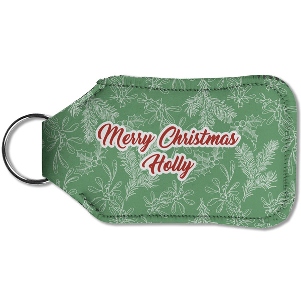 Christmas Holly Sanitizer Holder Keychain - Small (Back)