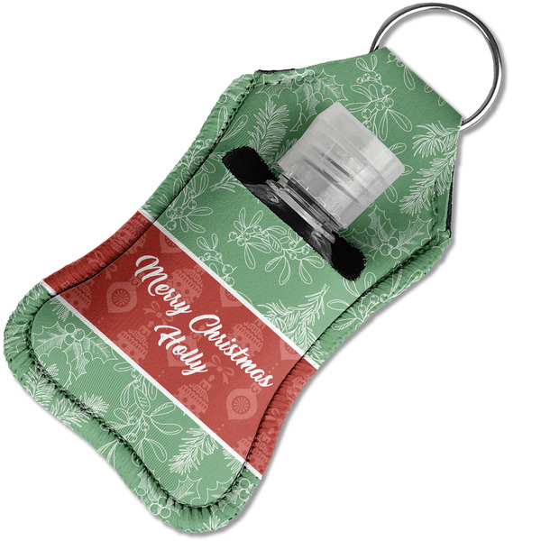 Christmas Holly Sanitizer Holder Keychain - Small in Case