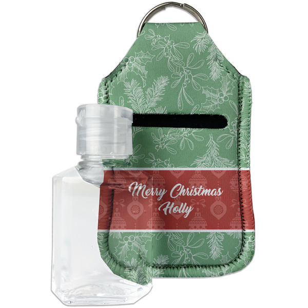 Custom Christmas Holly Hand Sanitizer & Keychain Holder - Small (Personalized)