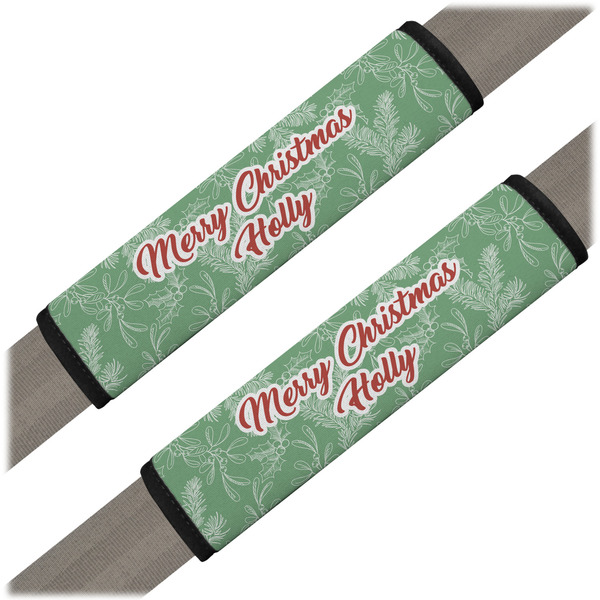 Custom Christmas Holly Seat Belt Covers (Set of 2) (Personalized)