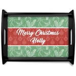 Christmas Holly Black Wooden Tray - Large (Personalized)