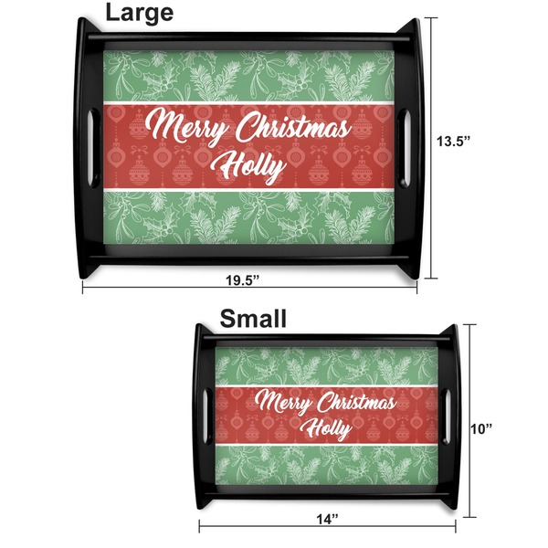 Christmas Holly Serving Tray Black Sizes
