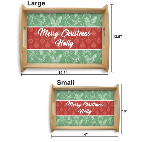 Christmas Holly Serving Tray Wood Sizes