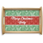 Christmas Holly Natural Wooden Tray - Small (Personalized)