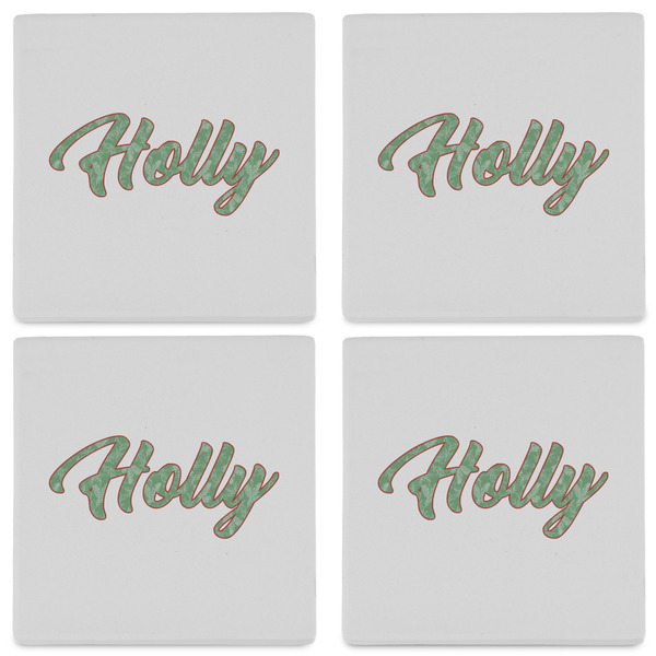 Christmas Holly Set of 4 Sandstone Coasters - See All 4 View
