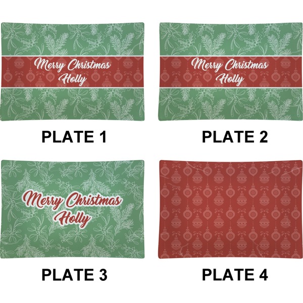 Christmas Holly Set of Rectangular Appetizer / Dessert Plates (Approval)