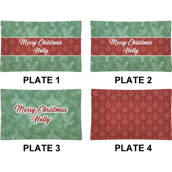 Christmas Holly Set of Rectangular Dinner Plates (Approval)
