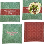 Christmas Holly Set of 4 Glass Square Lunch / Dinner Plate 9.5" (Personalized)