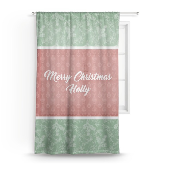 Custom Christmas Holly Sheer Curtain - 50"x84" (Personalized)